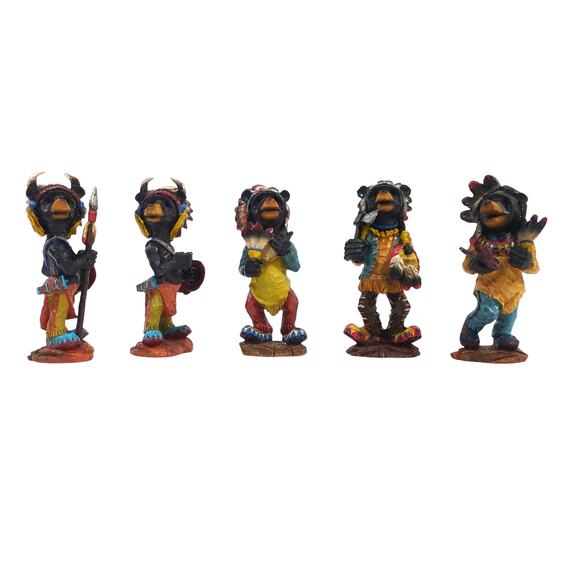 Native American Black Bear Resin Figurine Lot of 5 Collection Indian Figures - Picture 1 of 2